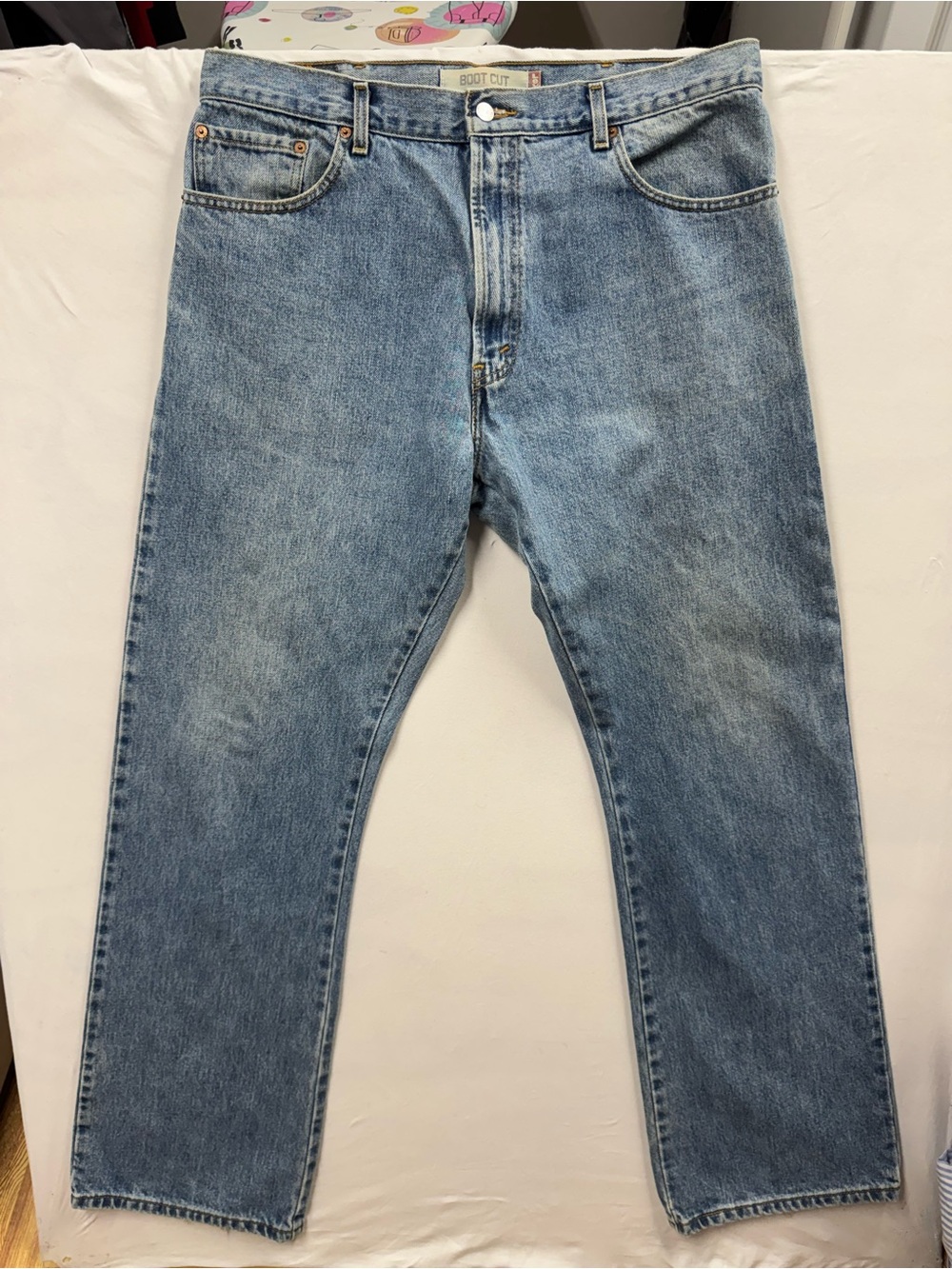 Vintage Y2K Levis 517 Jeans Men 38x34 Blue Bootcut Denim Pants Faded Light Wash